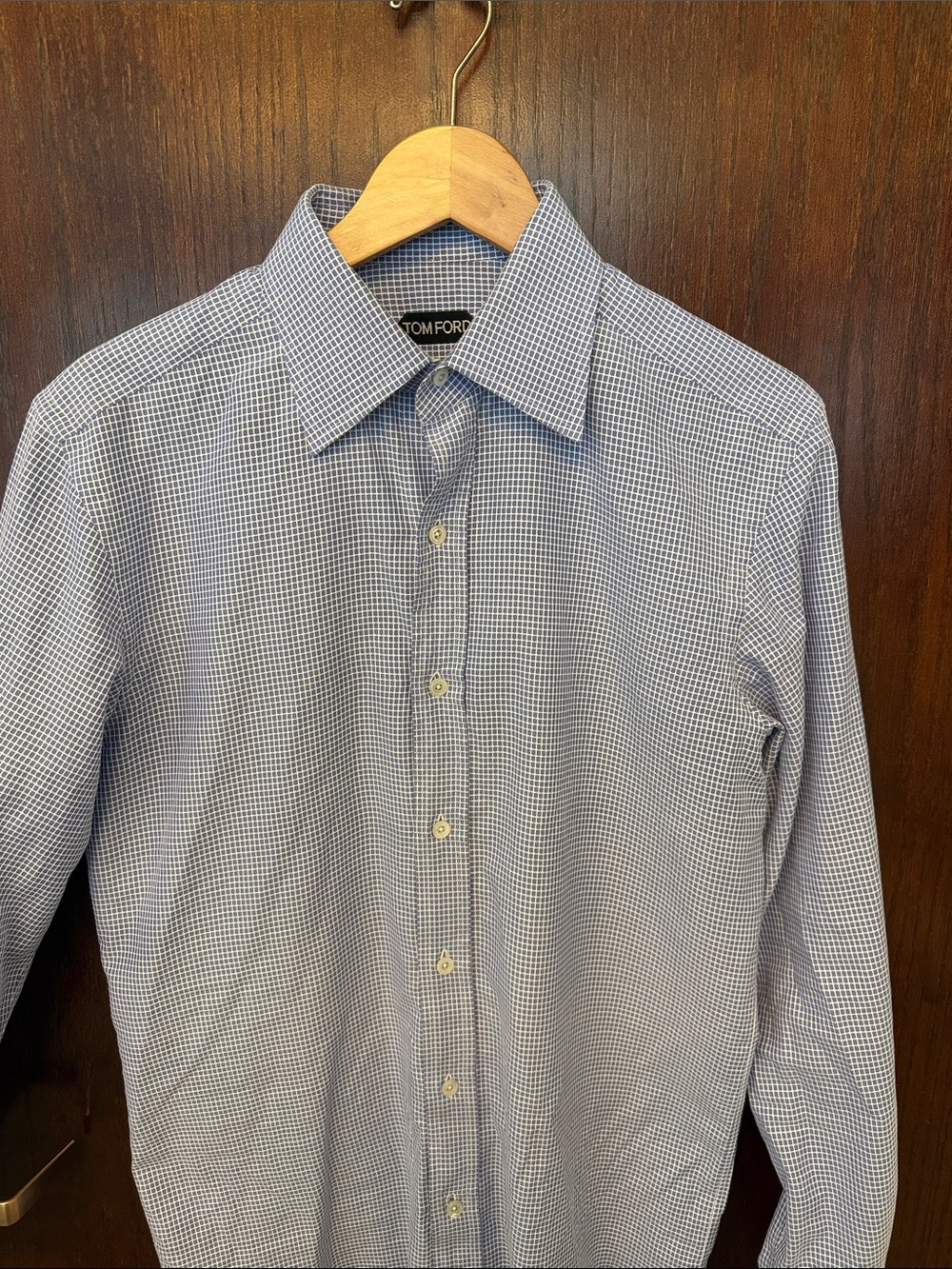 Tom Ford Blue Micro-Check Dress Shirt